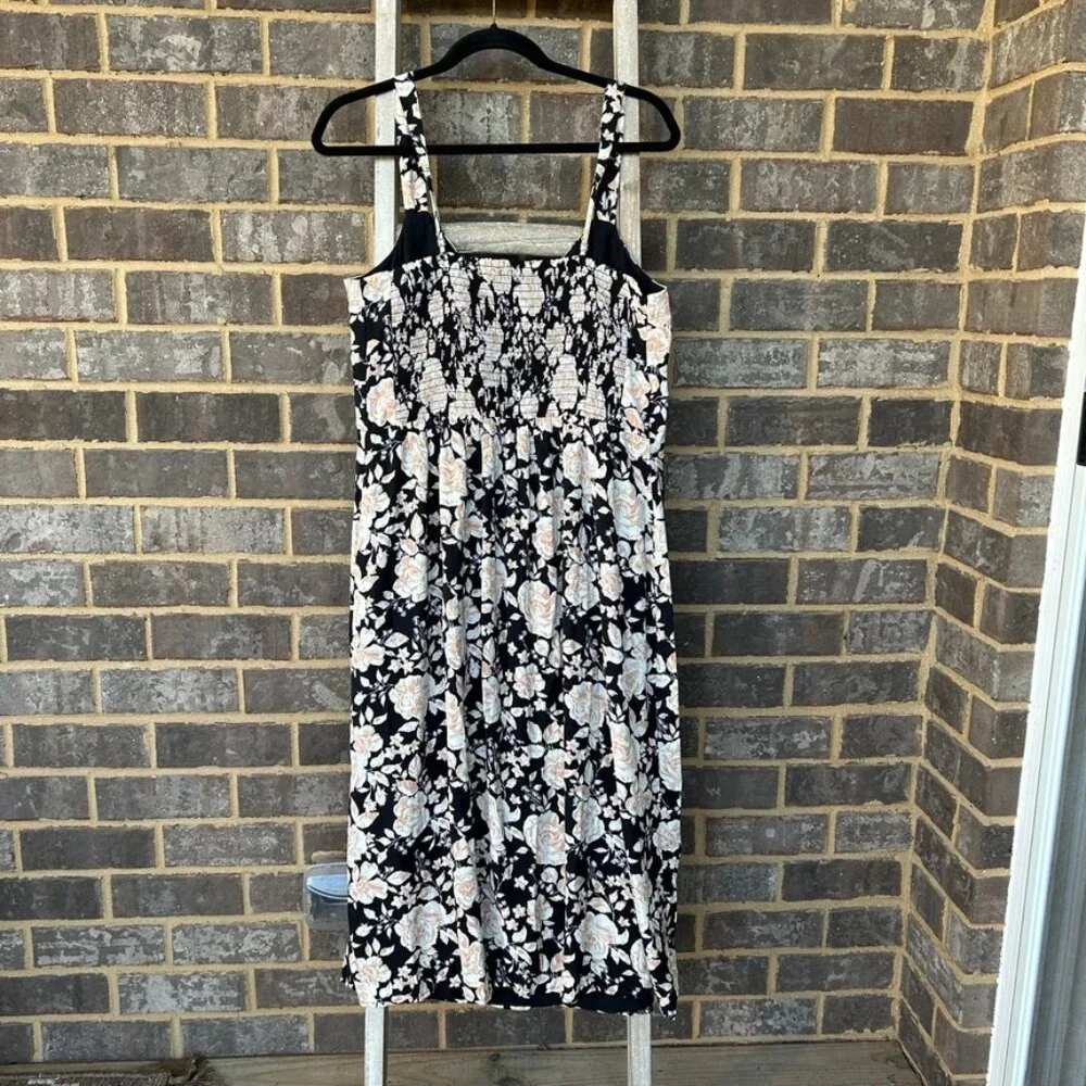 NWT Abercrombie & Fitch maxi sundress floral black smocked back XL